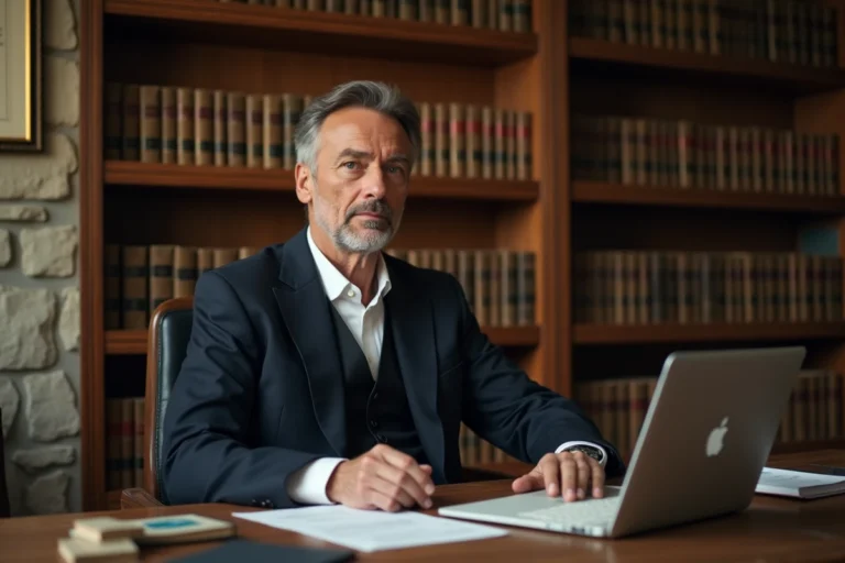 Portrait d'Alain Bauer dans son bureau privé entouré de livres de criminologie et de droit en 2026